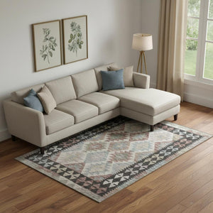 HomeRoots 10' X 14' Stylish Taupe & Charcoal Tribal Area Rug with UV Protection – Durable, Washable, & Stain-Resistant! 707983