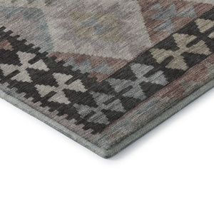HomeRoots 10' X 14' Stylish Taupe & Charcoal Tribal Area Rug with UV Protection – Durable, Washable, & Stain-Resistant! 707983