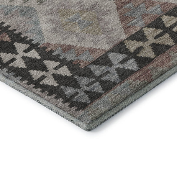 HomeRoots 10' X 14' Stylish Taupe & Charcoal Tribal Area Rug with UV Protection – Durable, Washable, & Stain-Resistant! 707983
