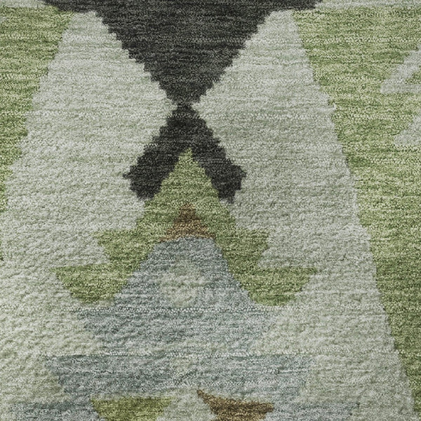 HomeRoots 8' Washable Tribal Area Rug in Brown, Green & Charcoal - UV Protected, Stain Resistant & Stylish! 707987