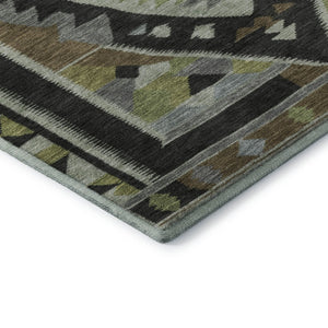 HomeRoots 9' X 12' Tribal Washable Area Rug - Earthy Brown & Green with UV Protection for Busy Homes! 707988