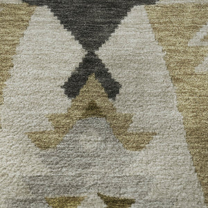 HomeRoots 8' X 10' Washable Tribal Area Rug in Chocolate Beige & Charcoal with UV Protection for Durability 707993