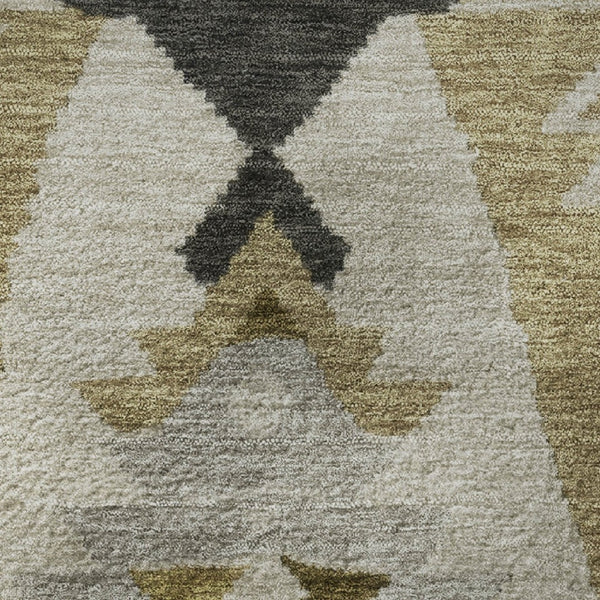 HomeRoots 8' X 10' Washable Tribal Area Rug in Chocolate Beige & Charcoal with UV Protection for Durability 707993