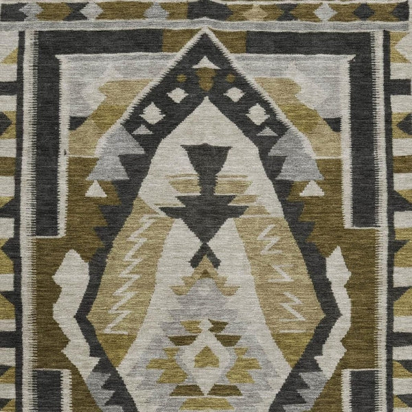 HomeRoots 9' X 12' Durable Chocolate Beige and Charcoal Tribal Area Rug with UV Protection for Busy Homes 707994