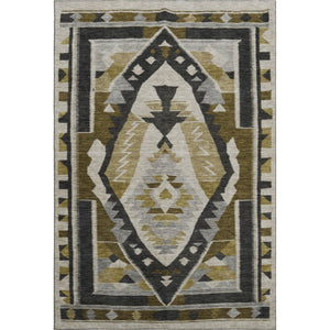 HomeRoots 10' X 14' Chocolate Beige and Charcoal Tribal Area Rug - Durable, Washable, UV Protected & Stylish 707995