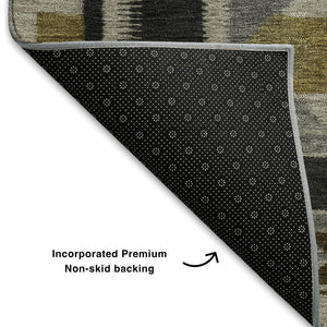 HomeRoots 10' X 14' Chocolate Beige and Charcoal Tribal Area Rug - Durable, Washable, UV Protected & Stylish 707995