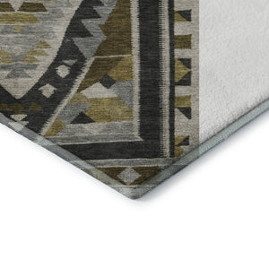 HomeRoots 10' X 14' Chocolate Beige and Charcoal Tribal Area Rug - Durable, Washable, UV Protected & Stylish 707995