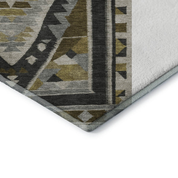 HomeRoots 10' X 14' Chocolate Beige and Charcoal Tribal Area Rug - Durable, Washable, UV Protected & Stylish 707995