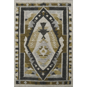 HomeRoots 10' X 14' Chocolate Beige and Charcoal Tribal Area Rug - Durable, Washable, UV Protected & Stylish 707995