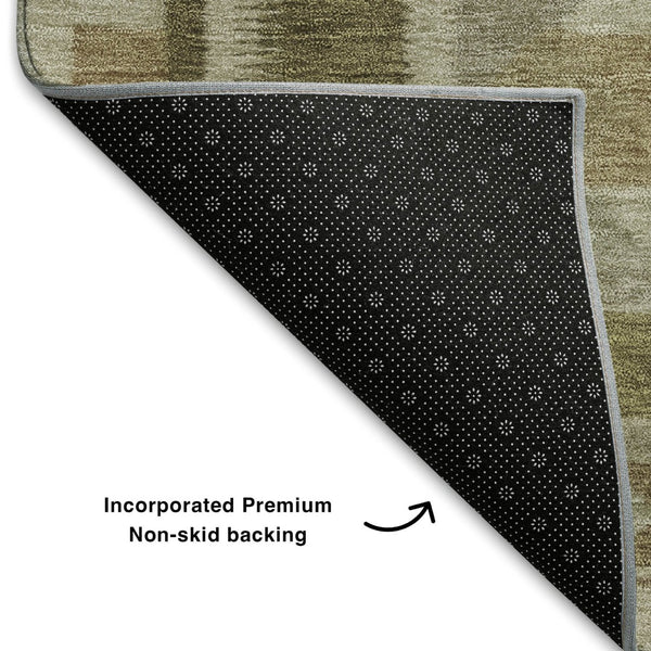 HomeRoots 5' X 8' Linen Ivory & Khaki Tribal Area Rug - Durable, Washable, UV-Protected for High-Traffic Homes 707997