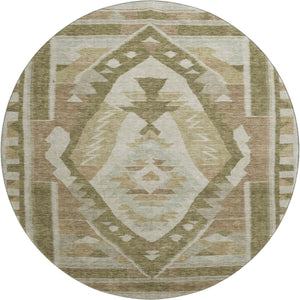 HomeRoots 8' X 10' Tribal Washable Area Rug in Linen Ivory & Khaki - UV Protected, Soft, Durable, Non-Slip Design 707999