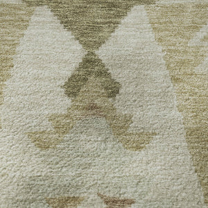 HomeRoots 8' X 10' Tribal Washable Area Rug in Linen Ivory & Khaki - UV Protected, Soft, Durable, Non-Slip Design 707999
