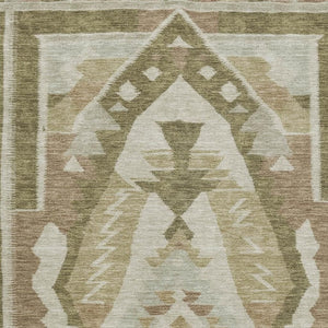 HomeRoots 9' X 12' Linen Ivory Khaki Tribal Area Rug - Washable, UV Protected, Soft & Durable for Any Space 708000