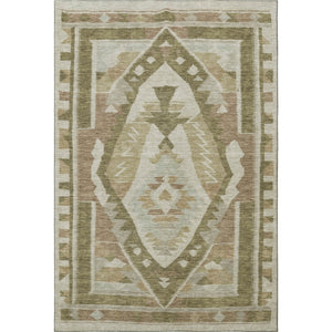 HomeRoots 9' X 12' Linen Ivory Khaki Tribal Area Rug - Washable, UV Protected, Soft & Durable for Any Space 708000