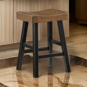 English Elm Vin Espresso Wood Counter Stools with Faux Leather Seats and Ladder Back Set of 2 B056P416884