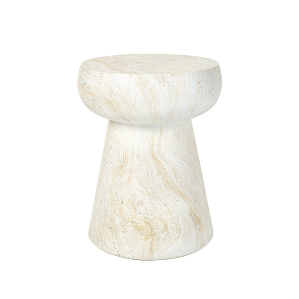 English Elm U_style Sculptural Mushroom Pedestal Table Travertine Mgo Stone Look Patio Accent Beige,Yellow N711P422070M