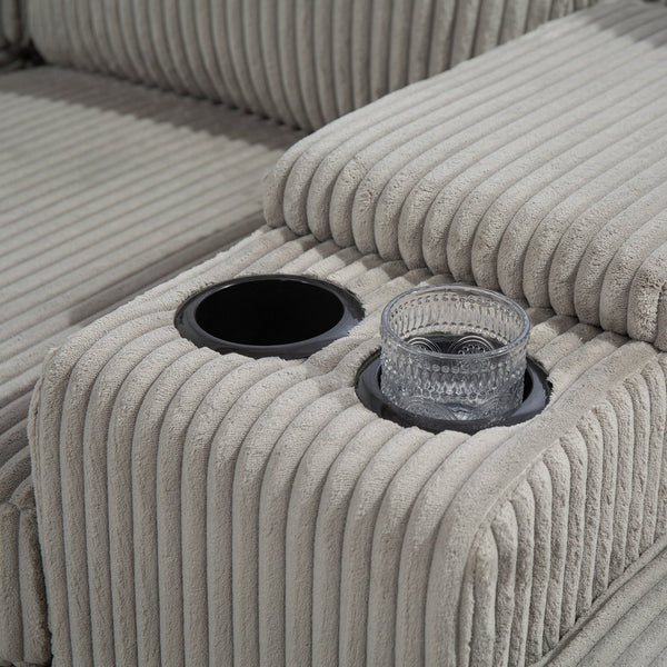 English Elm Convertible Sectional Sofa With Storage Ottoman, Usb Ports & Cupholders For Modern Living Rooms W3098S00033