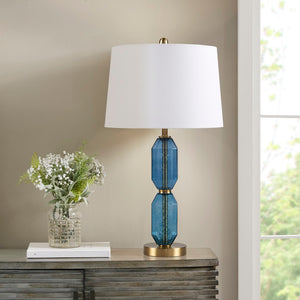 510 Design Zirconia Glam/Luxury Faceted Blue Glass Table Lamp FB153-1182 Blue