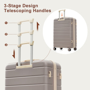 English Elm Premium Abs Hardshell 3 Piece Suitcase Set with Tsa Locks and Spinner Wheels Brown N726P296022B
