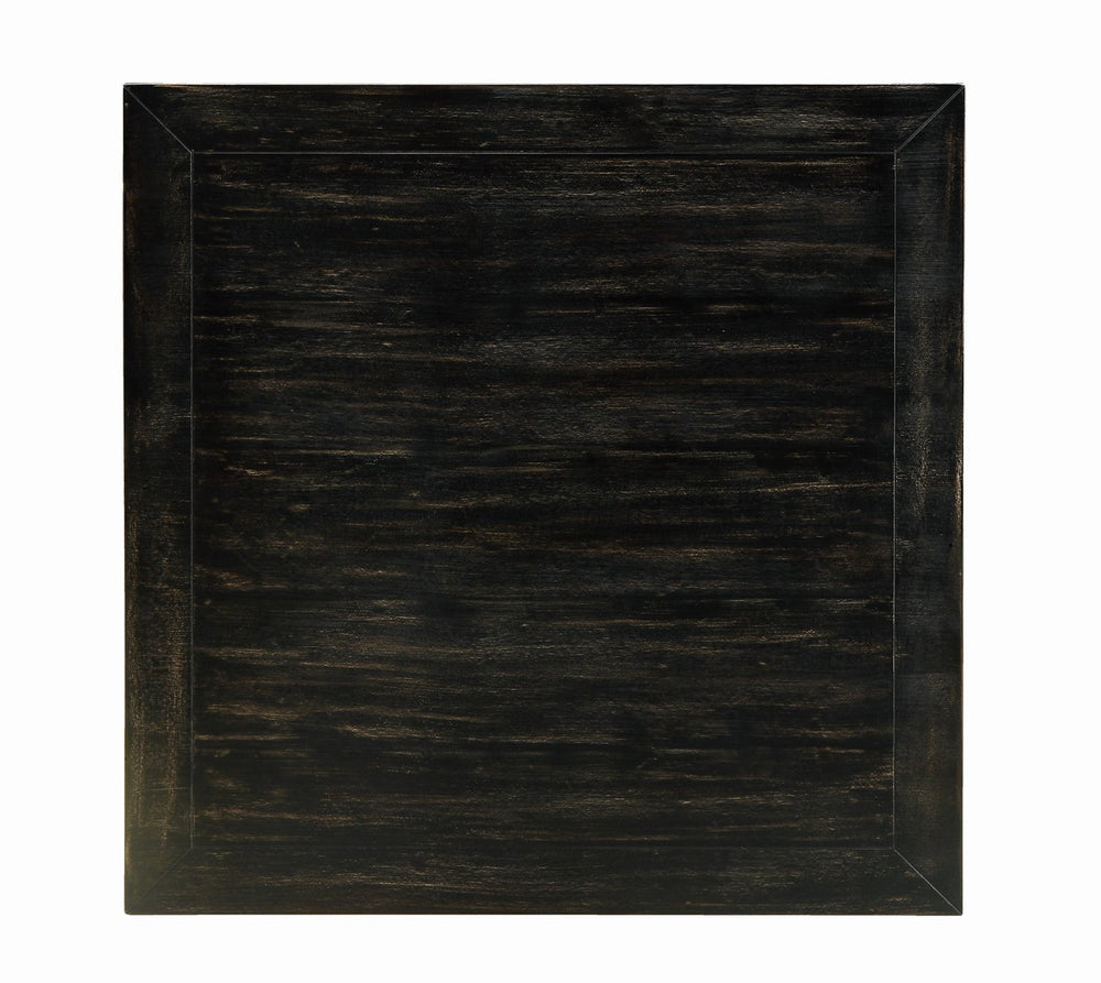 English Elm Rustic 5-Pc Counter Height Dining Set with Square Wood Table, Fabric Cushioned Chairs, Distressed Charm B2741P384492