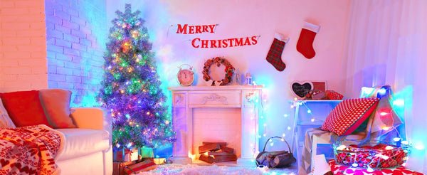 English Elm 6FT Silver Pre-Lit Christmas Tree with 800 Tips, 300 LEDs, 11 Modes, Hinged Metal Stand, Indoor/Outdoor N704P199512N