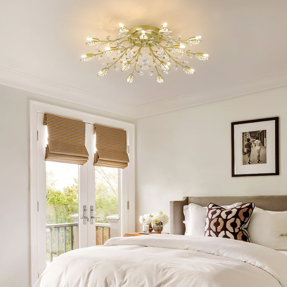 English Elm 15-light Gold Farmhouse Chandelier Seeded Glass Shades for Dining Room or Island W5008P466522