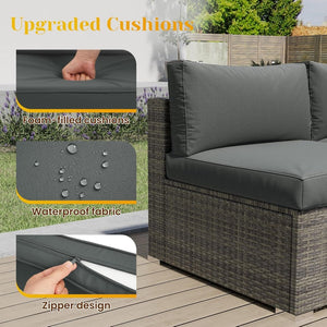 English Elm 5-piece Outdoor Modular Pe Rattan Wicker Patio Set with Tempered Glass Coffee Table Gray B082P455127
