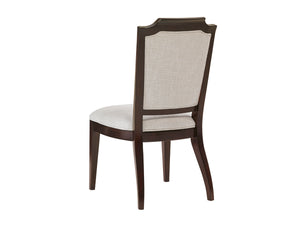 Lexington Candace Upholstered Side Chair Mahogany Saber Legs Ivory Woven Fabric Dining Room 708-882-110111