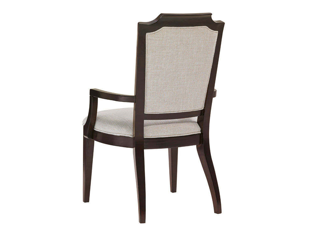 Lexington Candace Upholstered Arm Chair with Saber Legs Brass Hardware and Ivory Basket Weave Fabric 708-883-110111
