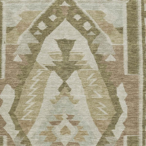 HomeRoots 10' X 14' Tribal Area Rug in Linen Ivory & Khaki - Washable, UV Protected, Durable & Stylish Design 708001