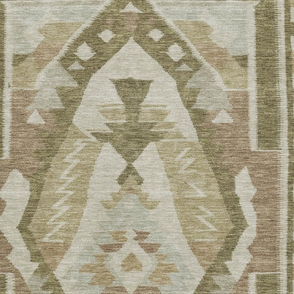 HomeRoots 10' X 14' Tribal Area Rug in Linen Ivory & Khaki - Washable, UV Protected, Durable & Stylish Design 708001