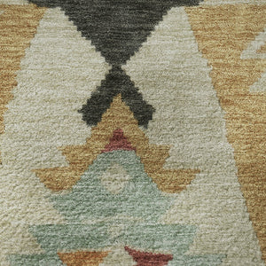 HomeRoots 8' X 10' Bold Red, Charcoal, and Gold Tribal Washable Area Rug with UV Protection for High Traffic Areas 708005