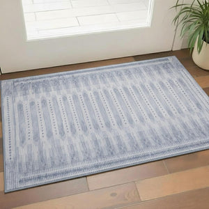 HomeRoots 5' Blue & Denim Blue Geometric Area Rug - Washable, UV Protected, Stain Resistant for Active Homes 708009