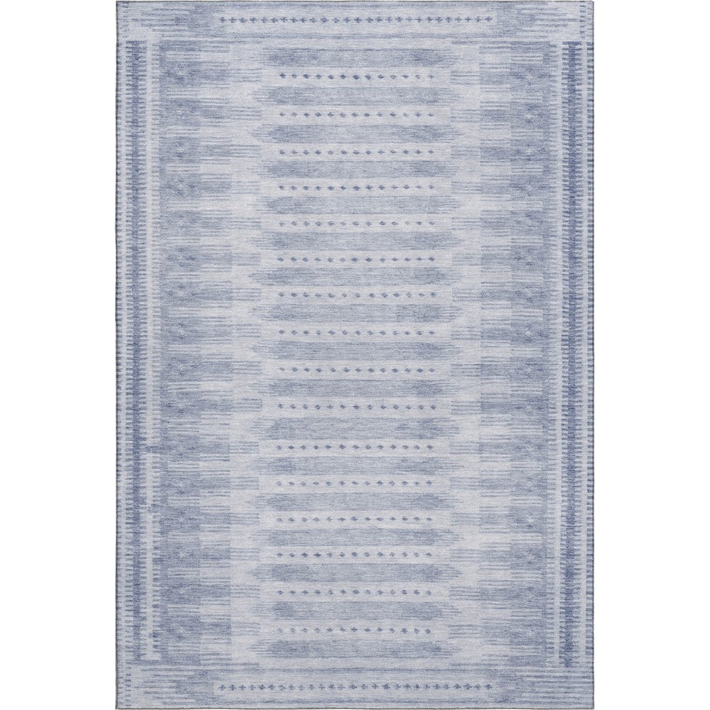 HomeRoots 5' Blue & Denim Blue Geometric Area Rug - Washable, UV Protected, Stain Resistant for Active Homes 708009