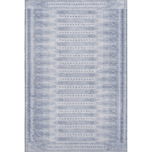 HomeRoots 5' Blue & Denim Blue Geometric Area Rug - Washable, UV Protected, Stain Resistant for Active Homes 708009