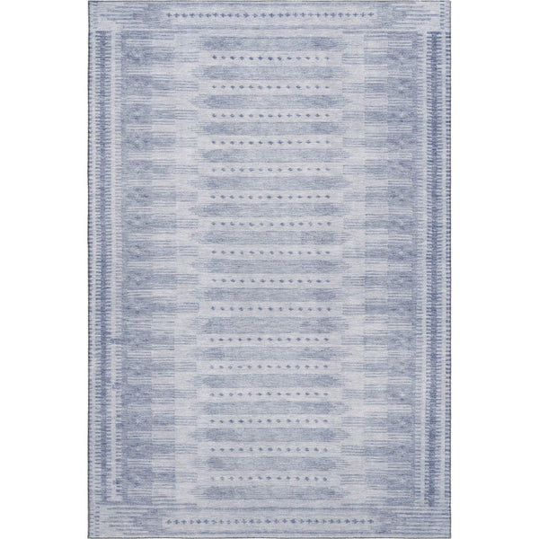 HomeRoots 5' Blue & Denim Blue Geometric Area Rug - Washable, UV Protected, Stain Resistant for Active Homes 708009