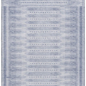 HomeRoots 5' Blue & Denim Blue Geometric Area Rug - Washable, UV Protected, Stain Resistant for Active Homes 708009