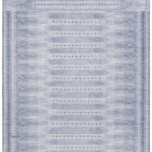 HomeRoots 5' Blue & Denim Blue Geometric Area Rug - Washable, UV Protected, Stain Resistant for Active Homes 708009