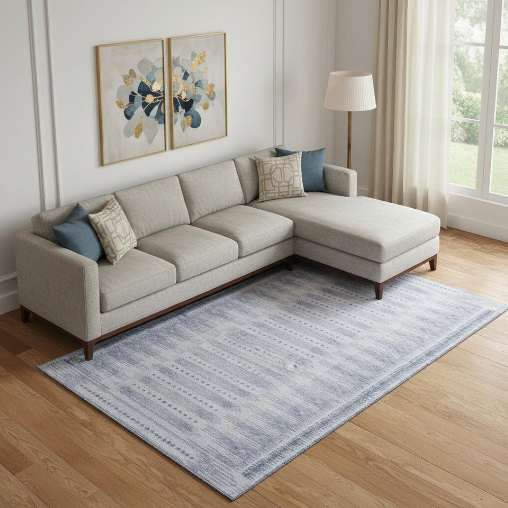 HomeRoots 10' X 14' Blue Geometric Washable Area Rug – UV Protected, Stain Resistant, Perfect for Families! 708013