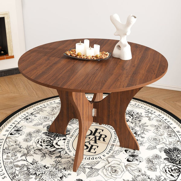 English Elm 43 Inch Foldable Mdf Dining Table with Warm Wood Grain Veneer for Compact Living Walnut W2700P409328