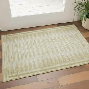 HomeRoots 5' X 8' Gold and Beige Geometric Area Rug – Stylish, Washable, UV-Protected for Busy Homes & Kids 708015