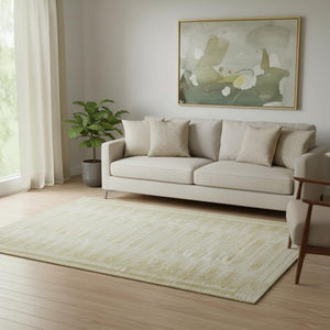 HomeRoots 8' Gold and Beige Geometric Round Washable Rug - UV Protected, Stain Resistant, Ideal for Active Homes 708016