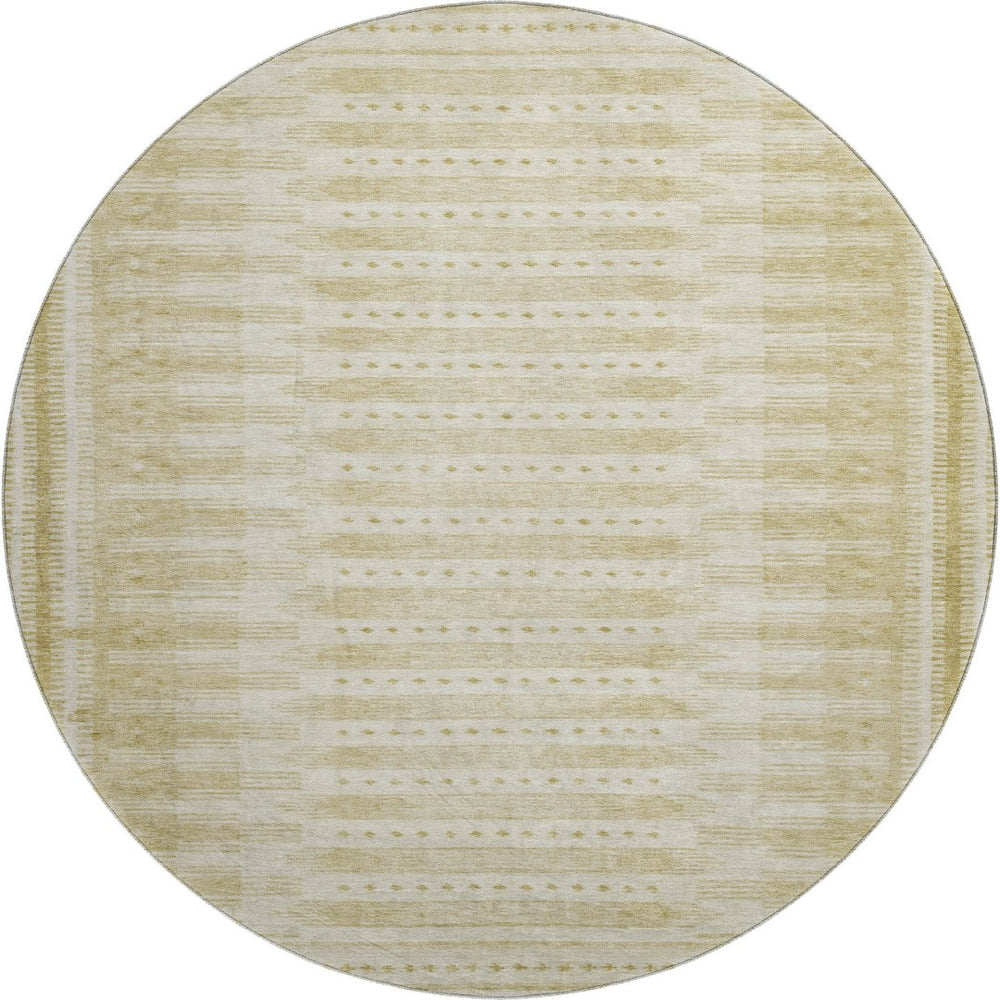 HomeRoots 8' X 10' Gold and Beige Geometric Area Rug - Washable, UV Protected, Stylish for Family Spaces! 708017