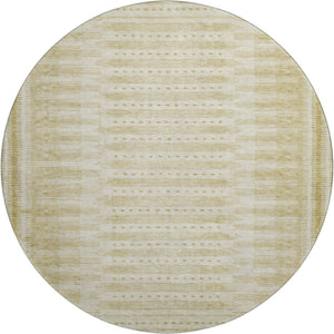 HomeRoots 8' X 10' Gold and Beige Geometric Area Rug - Washable, UV Protected, Stylish for Family Spaces! 708017