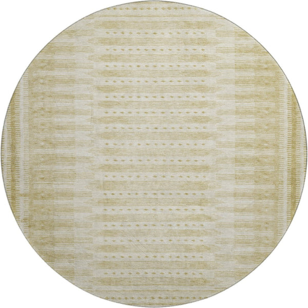 HomeRoots 8' X 10' Gold and Beige Geometric Area Rug - Washable, UV Protected, Stylish for Family Spaces! 708017