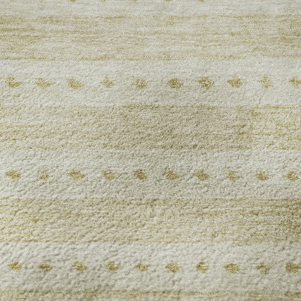 HomeRoots 8' X 10' Gold and Beige Geometric Area Rug - Washable, UV Protected, Stylish for Family Spaces! 708017