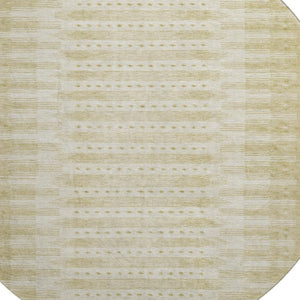 HomeRoots 8' X 10' Gold and Beige Geometric Area Rug - Washable, UV Protected, Stylish for Family Spaces! 708017