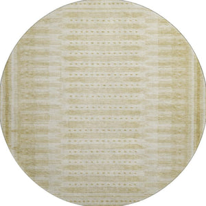 HomeRoots 8' X 10' Gold and Beige Geometric Area Rug - Washable, UV Protected, Stylish for Family Spaces! 708017
