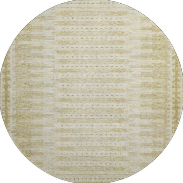 HomeRoots 8' X 10' Gold and Beige Geometric Area Rug - Washable, UV Protected, Stylish for Family Spaces! 708017