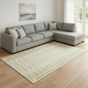 HomeRoots 9' X 12' Stylish Gold & Beige Geometric Washable Area Rug with UV Protection for Busy Homes 708018